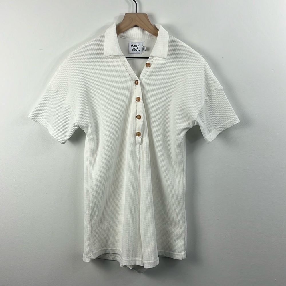 Princess Polly White Waffleknit Short Sleeve Casual Romper Womens Size 4